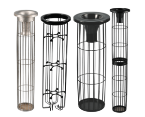 Dust collector filter bag cages for industrial baghouse filters