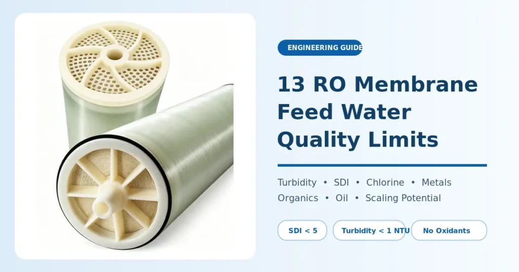 RO membrane feed water quality limits for industrial reverse osmosis systems